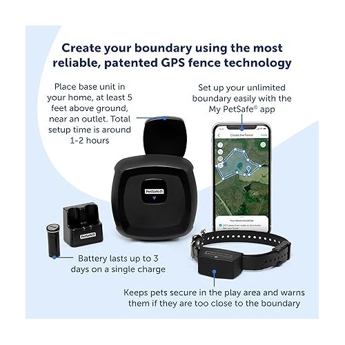  PetSafe Guardian GPS Connected Customizable Fence - World's Most Reliable GPS Fence Technology, Create Your Own Boundary, Long Battery Life - GPS Dog Fence With No Subscription Required