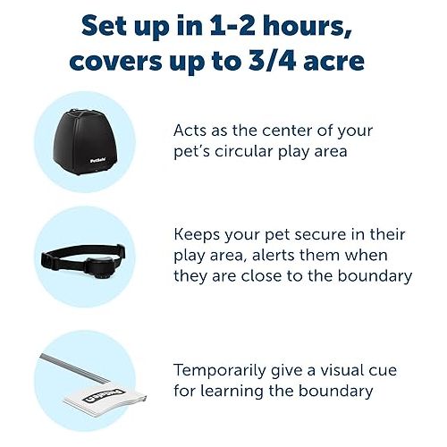  PetSafe Stay & Play Wireless Pet Fence & Replaceable Battery Collar - Circular Boundary Secures up to 3/4 Acre Yard, No-Dig, America's Safest Wireless Fence (Packaging May Vary)