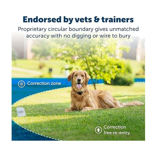  PetSafe Stay & Play Wireless Pet Fence & Replaceable Battery Collar - Circular Boundary Secures up to 3/4 Acre Yard, No-Dig, America's Safest Wireless Fence (Packaging May Vary)