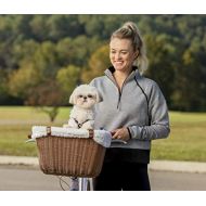 PetSafe Happy Ride Wicker Bicycle Basket for Dogs and Cats - Stylish Weather Resistant Wicker Material - Comfortable, Easy to Clean Soft Liner - Removable Sun Shield Included - Bes