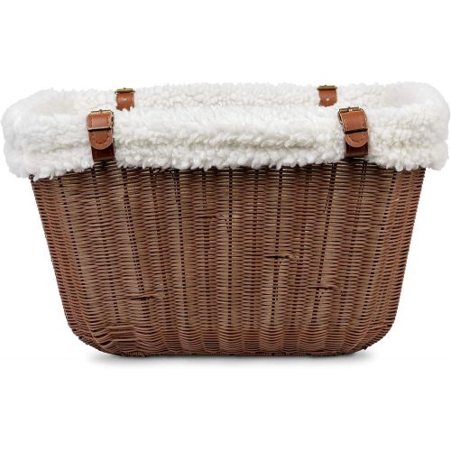  PetSafe Happy Ride Wicker Bicycle Basket for Dogs and Cats - Stylish Weather Resistant Wicker Material - Comfortable, Easy to Clean Soft Liner - Removable Sun Shield Included - Bes