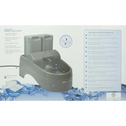  PetSafe Drinkwell Indoor/Outdoor Dog Fountain, Pet Drinking Fountain for Dogs and Cats, 450 oz. Water Capacity