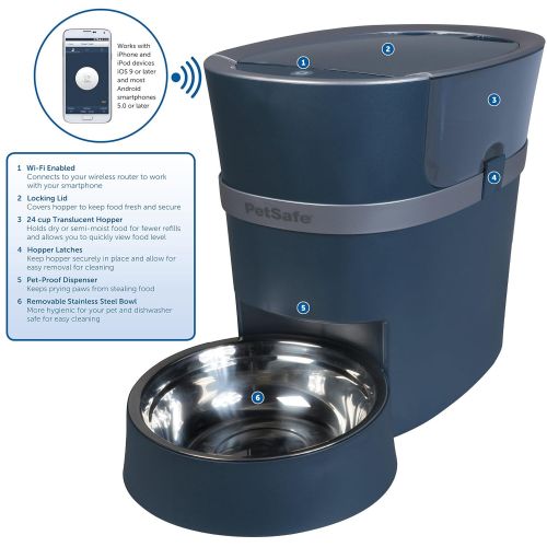  PetSafe Smart Feed Automatic Dog and Cat Feeder, Smartphone, 24-Cups, Wi-Fi Enabled App for iPhone and Android, Award Winning Pet Feeder