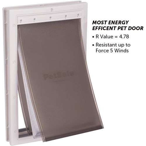  PetSafe Extreme Weather Energy Efficient Pet Door, Unique 3 Flap System, White, for Dogs and Cats