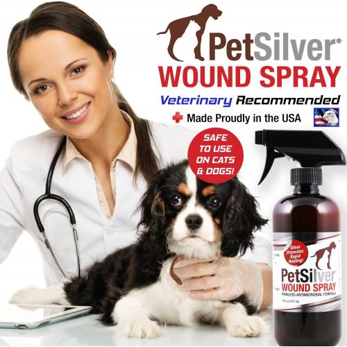  PetSilver Wound Spray with New Chelated Silver 50 ppm. Antimicrobial Wound Care for Cats, Dogs and Horses. Rapid Healing for Hot Spots, Burns, Cuts, Scratches, Itchy Skin, Yeast an