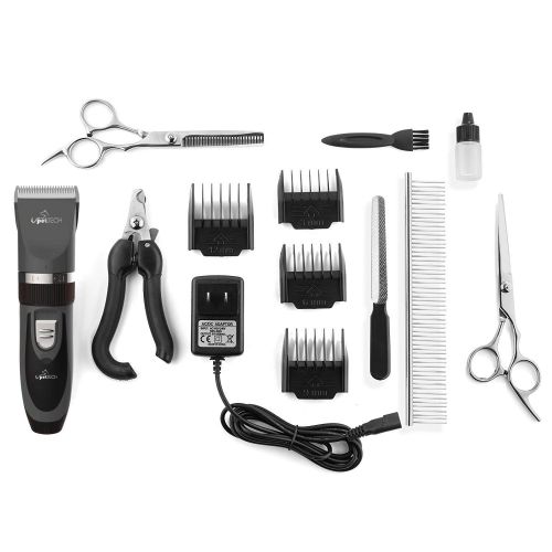  PetTech Professional Dog Grooming Kit - Rechargeable, Cordless Pet Grooming Clippers & Complete Set of Dog Grooming Tools. Low Noise & Suitable for Dogs, Cats and Other Pets
