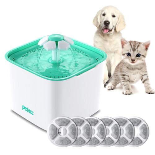  [아마존 핫딜]  [아마존핫딜]Petacc Katzen Trinkbrunnen,4 Filterelemente Haustier Wasserspender Trinkbrunnen Hund Automatisch Blumentrinkbrunnen Trinkbrunnen Fuer Katzen und Hunde 2L Ultra Leise Weiss Gruen