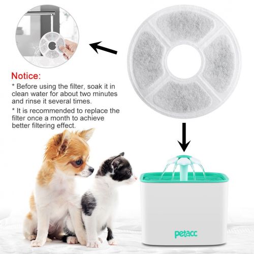  [아마존 핫딜]  [아마존핫딜]Petacc Katzen Trinkbrunnen,4 Filterelemente Haustier Wasserspender Trinkbrunnen Hund Automatisch Blumentrinkbrunnen Trinkbrunnen Fuer Katzen und Hunde 2L Ultra Leise Weiss Gruen