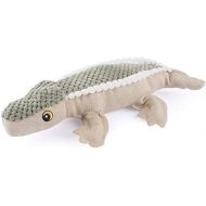 Petaste CWWJ009 Dog Squeaky Toy, Crocodile Shape Soft Plush Dog Toy with Inside Squeaker, Beige