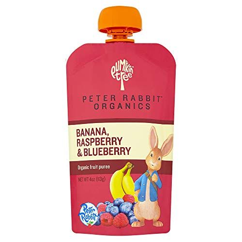  [아마존베스트]Peter Rabbit Organics Raspberry, Banana and Blueberry, 4.0-Ounce Pouches (Pack of 10)