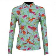 Peterglenn Ibkul Long Sleeve Printed Zip Mock Sun Shirt (Womens)