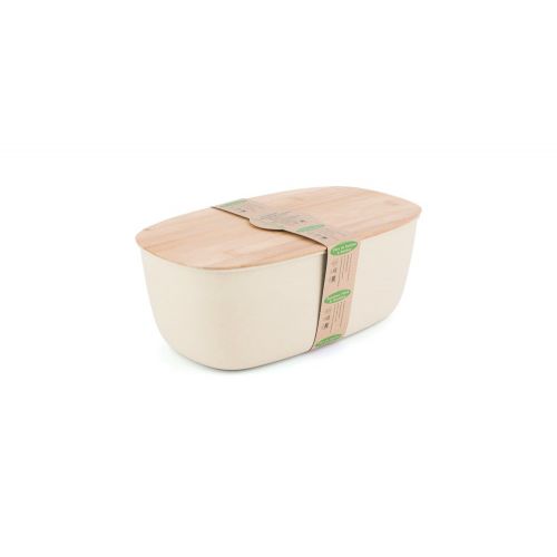  Peterson Housewares BF0265003WH1 Fiber Bread Bin with Bamboo Board Lid, White