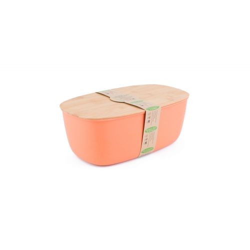  Peterson Housewares BF0265003OR2 Bamboo Fiber Bread Bin with Bamboo Bread Board Lid, Orange