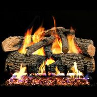 Peterson Real Fyre 18-Inch Charred Evergreen Oak Gas Log Set with Vented Natural Gas G52 Burner - Variable Flame Remote