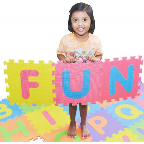  [아마존베스트]SAFEST Non Toxic Alphabet Puzzle Mat | THICKEST ABC + Numbers 0 to 9 Flooring Mat | BONUS Fun Learning eBook | Reusable Carry Bag | Kids Learn & Play with Interlocking Puzzle Piece