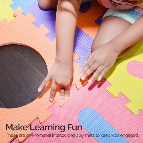  [아마존베스트]SAFEST Non Toxic Alphabet Puzzle Mat | THICKEST ABC + Numbers 0 to 9 Flooring Mat | BONUS Fun Learning eBook | Reusable Carry Bag | Kids Learn & Play with Interlocking Puzzle Piece