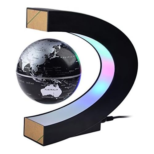  [아마존베스트]Petforu Magnetic Levitation, High Rotation C Shape Magnetic Suspension Maglev Levitation Globe with LED Lights for Learning Education Teaching Demo Home Office Desk Decoration(US P