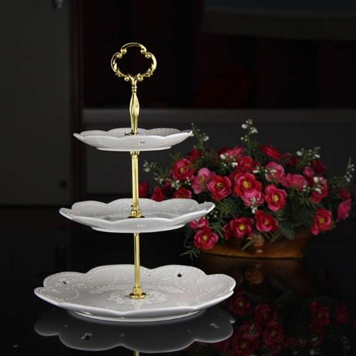  Petforu Updated 3-Tier Serving Stand Kirsite Fruit Plate Cake Stand Replacement Parts (2 Sets 3-Tier Gold)