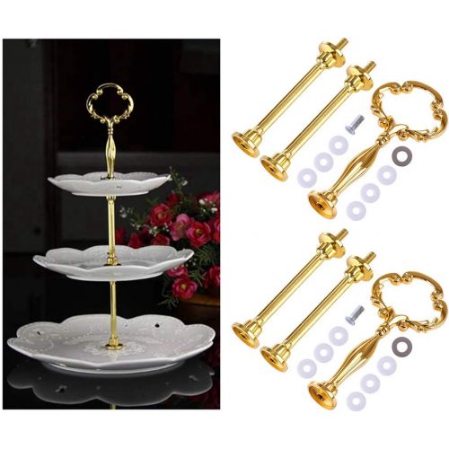  Petforu Updated 3-Tier Serving Stand Kirsite Fruit Plate Cake Stand Replacement Parts (2 Sets 3-Tier Gold)