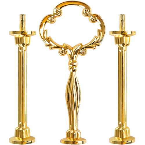  Petforu Updated 3-Tier Serving Stand Kirsite Fruit Plate Cake Stand Replacement Parts (2 Sets 3-Tier Gold)