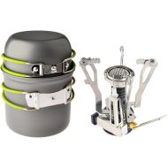 Camp Stove,Petforu Outdoor Camping Stove Cookware Hiking Backpacking Picnic Cookware Cooking Tool Set Pot Pan + Piezo Ignition Canister Stove Propane Canister