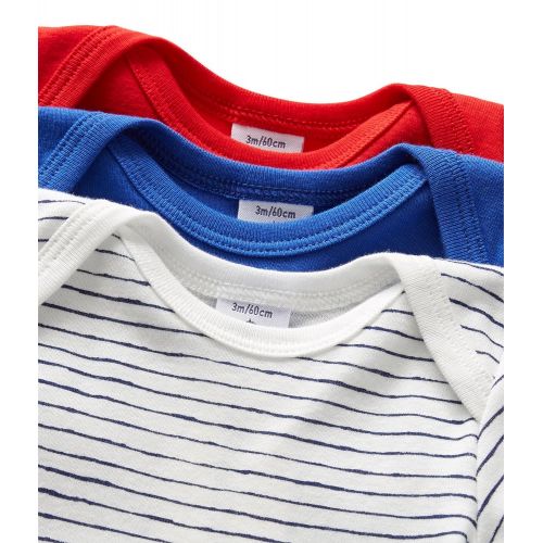  Petit+Bateau Petit Bateau Baby Boys 3 Pack Solid and Striped Bodysuits