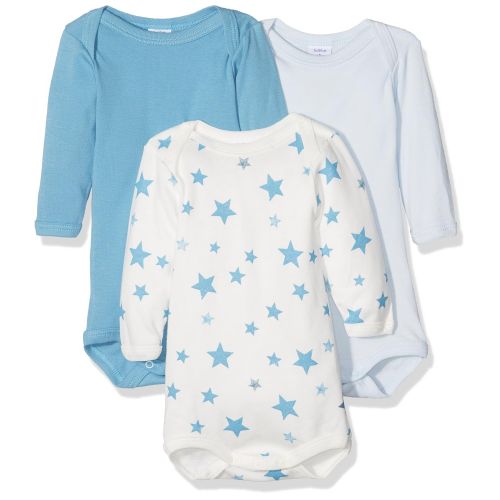  Petit+Bateau Petit Bateau Set of 3 Baby Boys Printed and Plain Bodysuits Long Sleeves Sizes 1-18M Style 25968