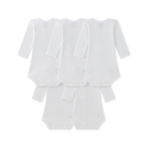  Petit+Bateau Petit Bateau Set of 5 Baby Long Sleeve Unisex Bodysuits Style 28006 Sizes 3-36M