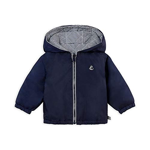  Petit+Bateau Petit Bateau Baby Boys Warm Hooded Reversible Windbreaker Jacket, Navy Blue