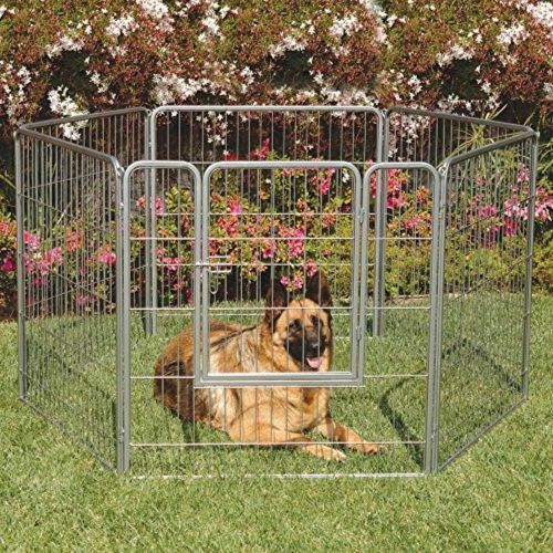  Petmate Courtyard Exercise Pen Drop Pin Design Walk-In Door Silver Crackle Finish