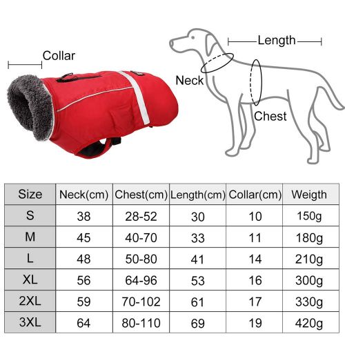  Petneces Dog Winter Coat Thickness Warm Fleece Lined Jacket Outdoor Waterproof Reflective Vest for Winter