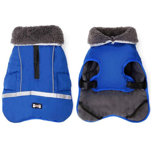  Petneces Dog Winter Coat Thickness Warm Fleece Lined Jacket Outdoor Waterproof Reflective Vest for Winter