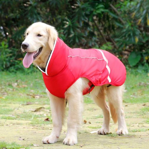  Petneces Dog Winter Coat Thickness Warm Fleece Lined Jacket Outdoor Waterproof Reflective Vest for Winter