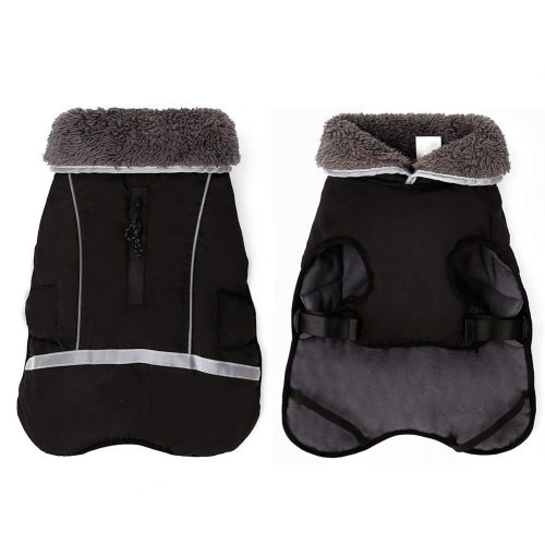  Petneces Dog Winter Coat Thickness Warm Fleece Lined Jacket Outdoor Waterproof Reflective Vest for Winter