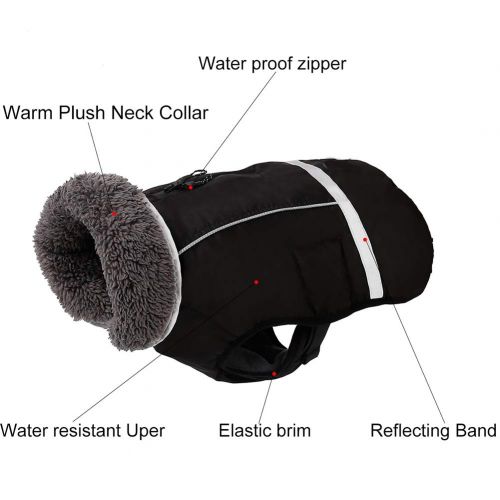  Petneces Dog Winter Coat Thickness Warm Fleece Lined Jacket Outdoor Waterproof Reflective Vest for Winter