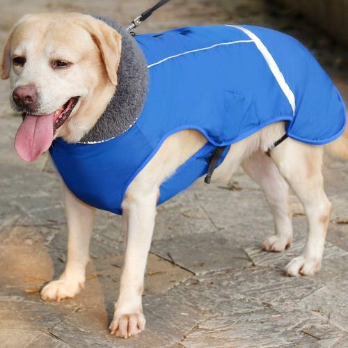  Petneces Dog Winter Coat Thickness Warm Fleece Lined Jacket Outdoor Waterproof Reflective Vest for Winter