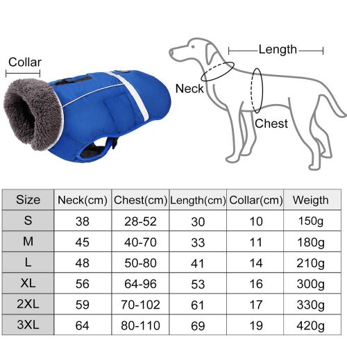  Petneces Dog Winter Coat Thickness Warm Fleece Lined Jacket Outdoor Waterproof Reflective Vest for Winter