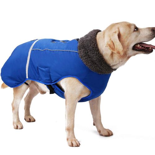  Petneces Dog Winter Coat Thickness Warm Fleece Lined Jacket Outdoor Waterproof Reflective Vest for Winter