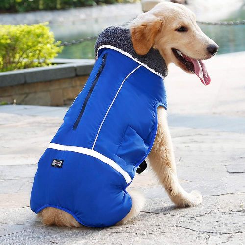  Petneces Dog Winter Coat Thickness Warm Fleece Lined Jacket Outdoor Waterproof Reflective Vest for Winter