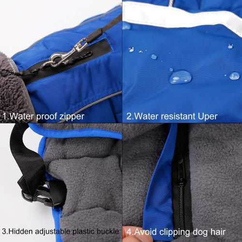  Petneces Dog Winter Coat Thickness Warm Fleece Lined Jacket Outdoor Waterproof Reflective Vest for Winter