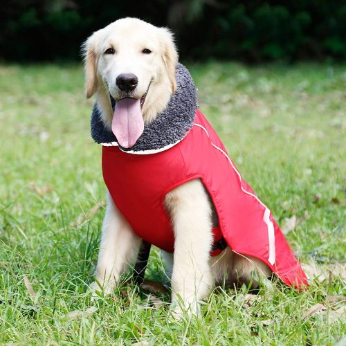  Petneces Dog Winter Coat Thickness Warm Fleece Lined Jacket Outdoor Waterproof Reflective Vest for Winter