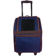 Petote Rio Pet Carrier Bag on Wheels, Tan TrimNavy