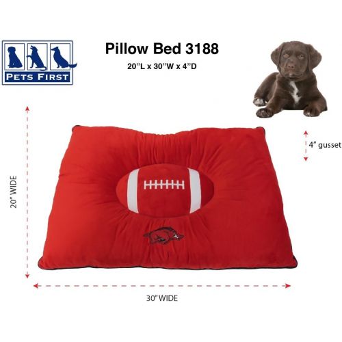  Pets First Collegiate Pet Accessories, Dog Bed, Arkansas Razorbacks, 30 x 20 x 4 inches