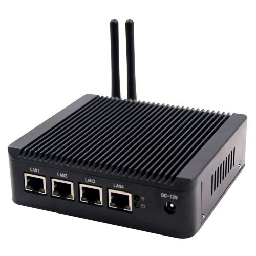  PetsKing Micro Industrial Computer Intel Atom CPU E3845-2MB L2 Cache,1.91GHz with 4X Intel Gigabit LAN Ports,Micro Appliance Used as Router Equipped with WiFi (4GB-RAM 64GB-SSD WiFi)