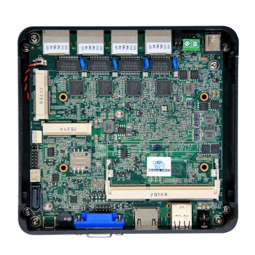  PetsKing Micro Industrial Computer Intel Atom CPU E3845-2MB L2 Cache,1.91GHz with 4X Intel Gigabit LAN Ports,Micro Appliance Used as Router Equipped with WiFi (4GB-RAM 64GB-SSD WiFi)