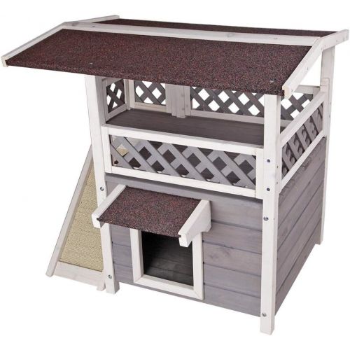  Petsfit 2-Story Outdoor Weatherproof Cat House Cat Condo