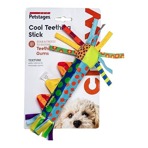  Petstages Cool Teething Stick for Dogs - Soothing Chew Toy for Teething Puppies - Freezable for Added Relief - Durable & Safe Dental Aid, Multicolor, One-Size