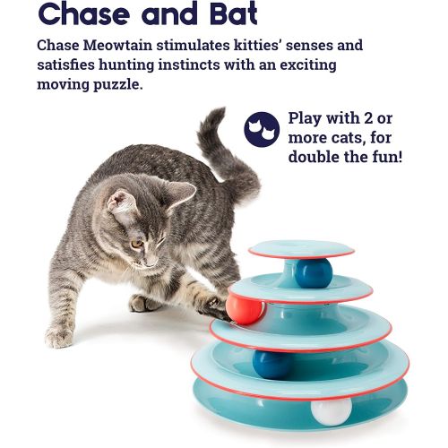  Petstages Chase Meowtain Tracks Cat Toy - 4 Levels of Fun Interactive Play - Circle Track with Moving Balls Satisfies Kitty’s Hunting, Chasing & Exercising Needs