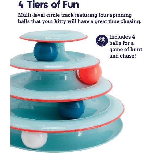  Petstages Chase Meowtain Tracks Cat Toy - 4 Levels of Fun Interactive Play - Circle Track with Moving Balls Satisfies Kitty’s Hunting, Chasing & Exercising Needs