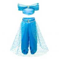 Pettigirl Girls Silky Blue Arabian Princess Sequin Costume Dress